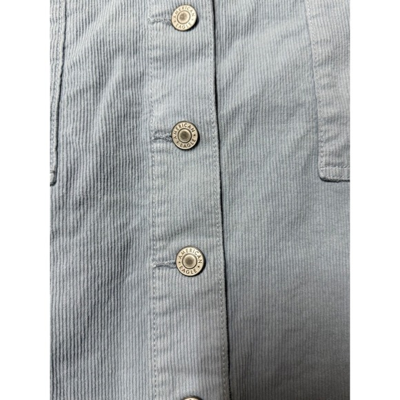 American Eagle Super High Rise A Line Corduroy Blue Button Skirt Size 16 - Picture 6 of 6